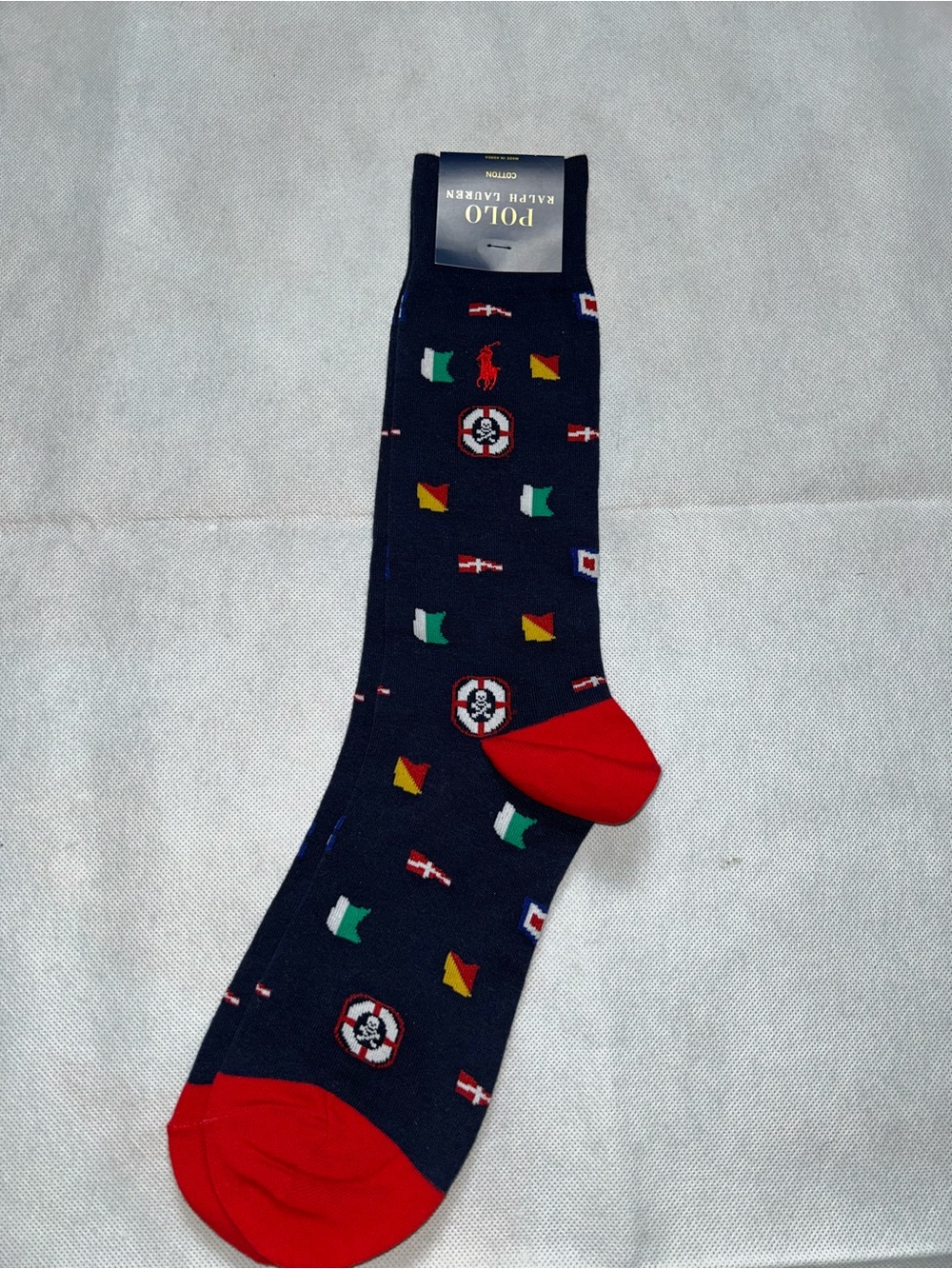 Polo Ralph Lauren nautical cotton tall socks NWT